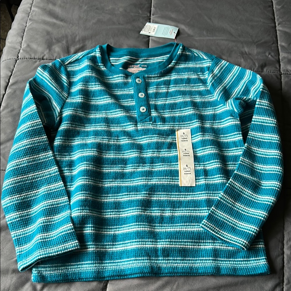 Cat & Jack Blue and White Long Sleeve Tee